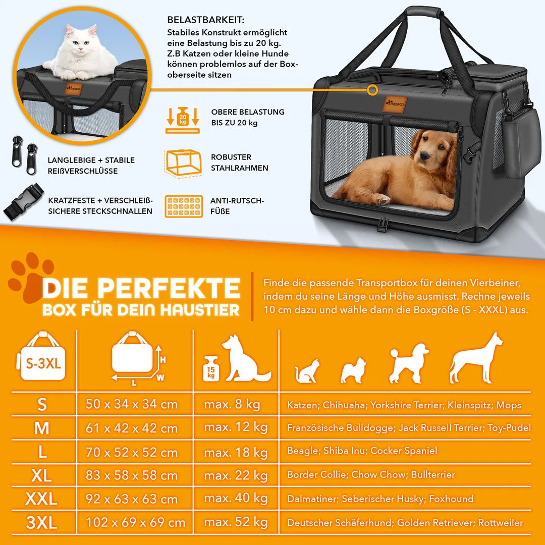 Faltbare Hundetasche 83x58x58cm "anthrazit", Ansicht 4