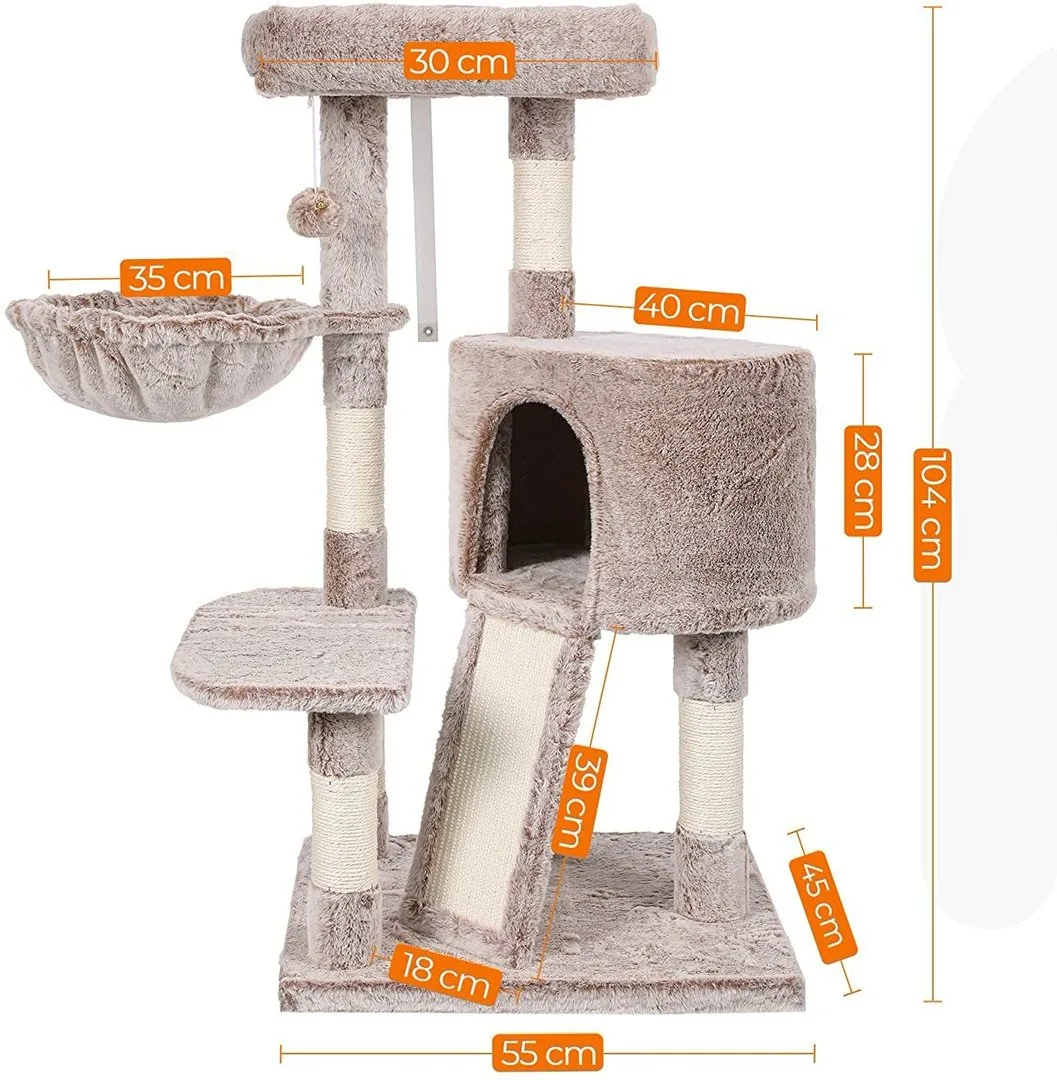 Flauschiger Kratzbaum 104cm in "braun", Ansicht 2