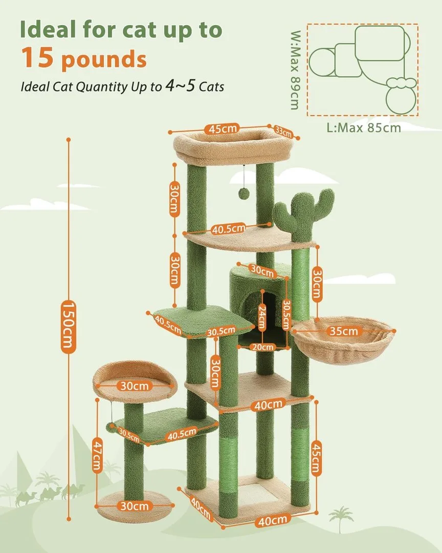 Kaktus-Kratzbaum 150cm mit 6 Etagen, Ansicht 4