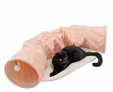 Katzentunnel/Kissen L105xB60xH30cm in "pink/weiß" von Rosis-Shop