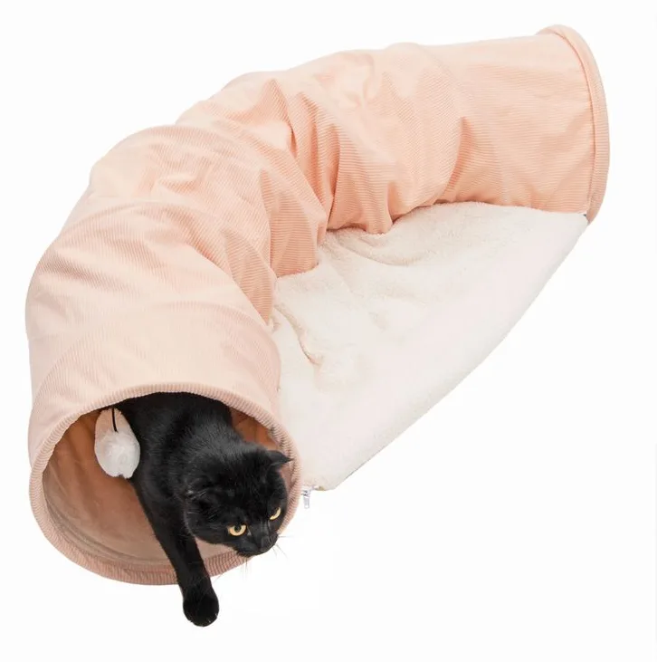Katzentunnel/Kissen L105xB60xH30cm in "pink/weiß", Ansicht 3