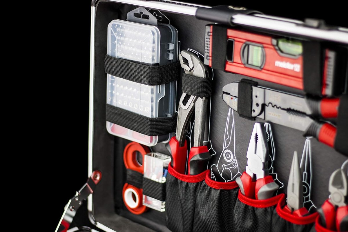 Meister Werkzeugtrolley 238-teilig - Werkzeug-Set - Teleskophandgriff / Profi Werkzeugkoffer befüllt / Werkzeugkiste fahrbar auf Rollen / Werkzeugbox komplett, Schwarz/Silber, 8971480 — Bild 4