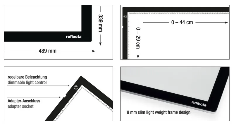 Reflecta LED Light Pad A3 Super Slim - Schwarz - Einzelbilderrahmen - 44 x 29 cm - Rechteckig - LED - Gleichstrom, Ansicht 4