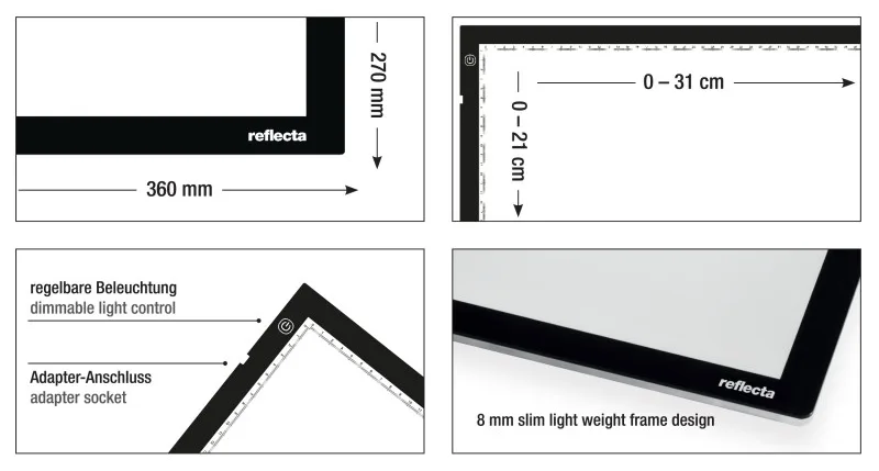 Reflecta LED Light Pad A4 Super Slim - Schwarz - Einzelbilderrahmen - 31 x 21 cm - Rechteckig - LED - Gleichstrom, Ansicht 3