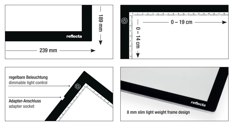 Reflecta LED Light Pad A5 Super Slim - Schwarz - Einzelbilderrahmen - 19 x 14 cm - Rechteckig - LED - Gleichstrom, Ansicht 4