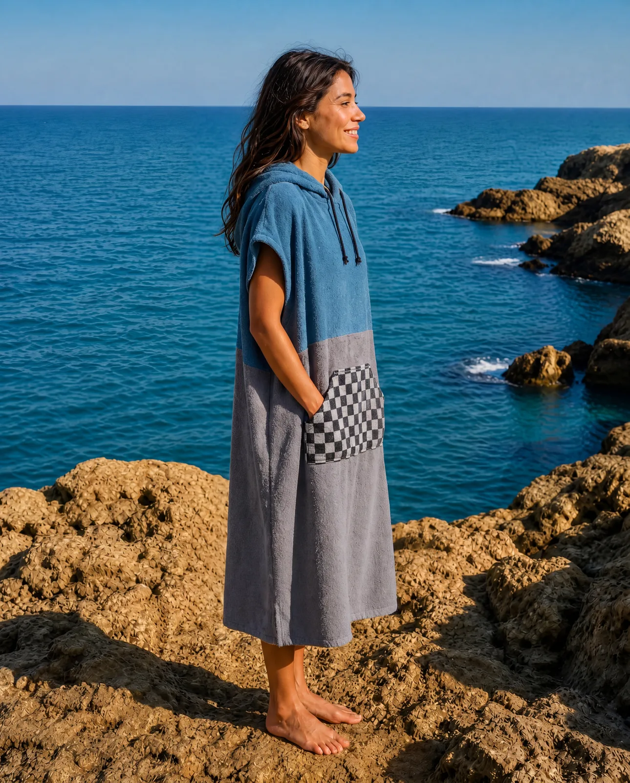 Surfponcho Checker Unisex aus Bio-Frottee — Bild 2