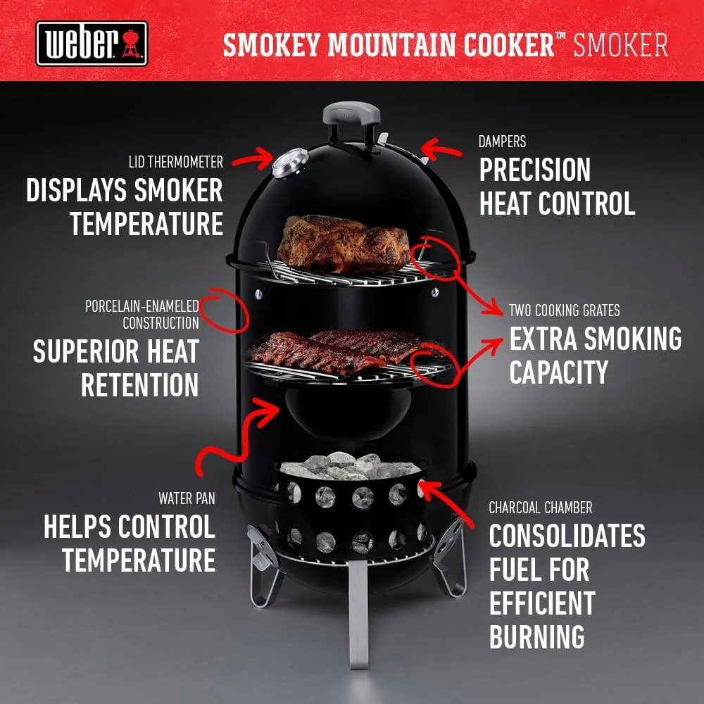 Weber 721004 Smokey Mountain Cooker 47 cm, Schwarz — Bild 4