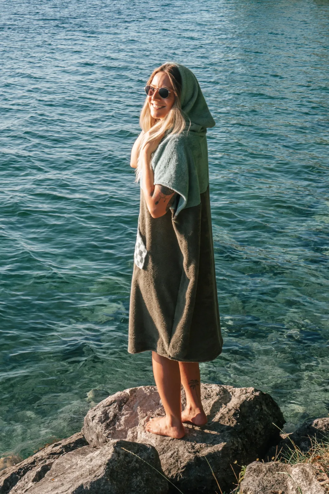 Surfponcho Green Drift Unisex aus Bio-Frotte - Limited Edition, Ansicht 6