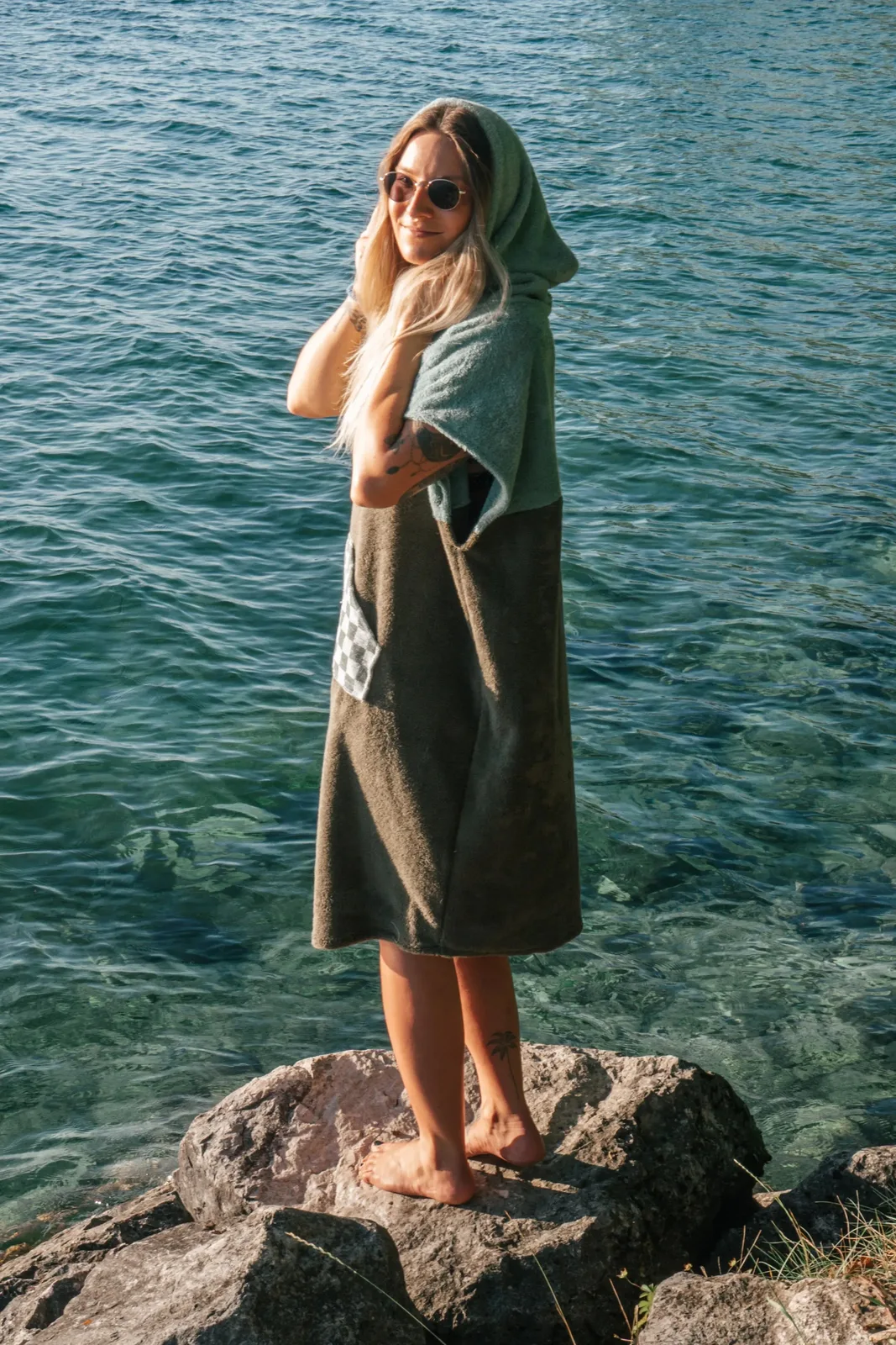 Surfponcho Green Drift Unisex aus Bio-Frotte - Limited Edition, Ansicht 7