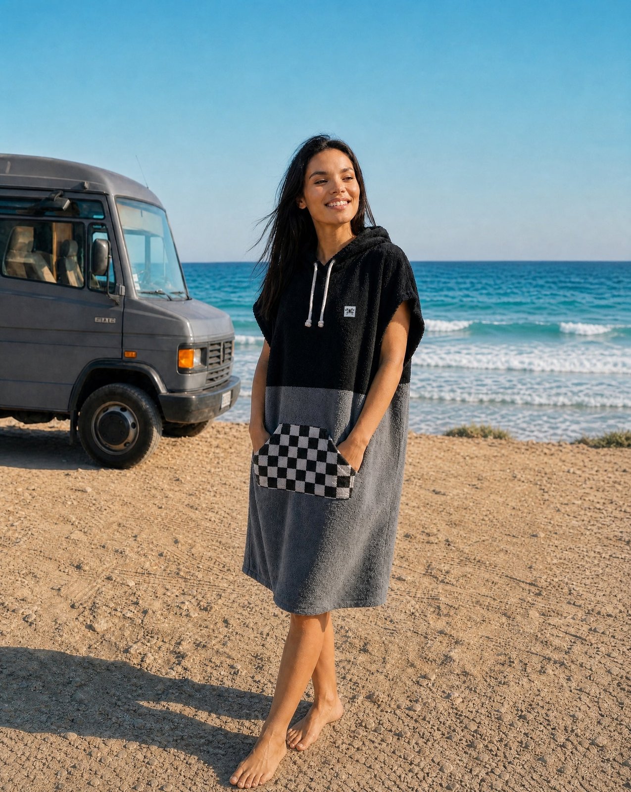 Surfponcho ChessLine Cruiser Unisex aus Bio-Frotte - Limited Edition