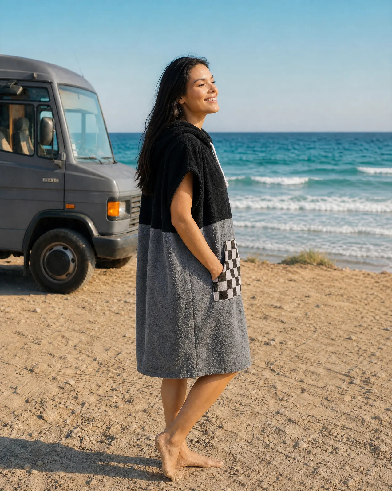 Surfponcho ChessLine Cruiser Unisex aus Bio-Frotte - Limited Edition — Bild 2