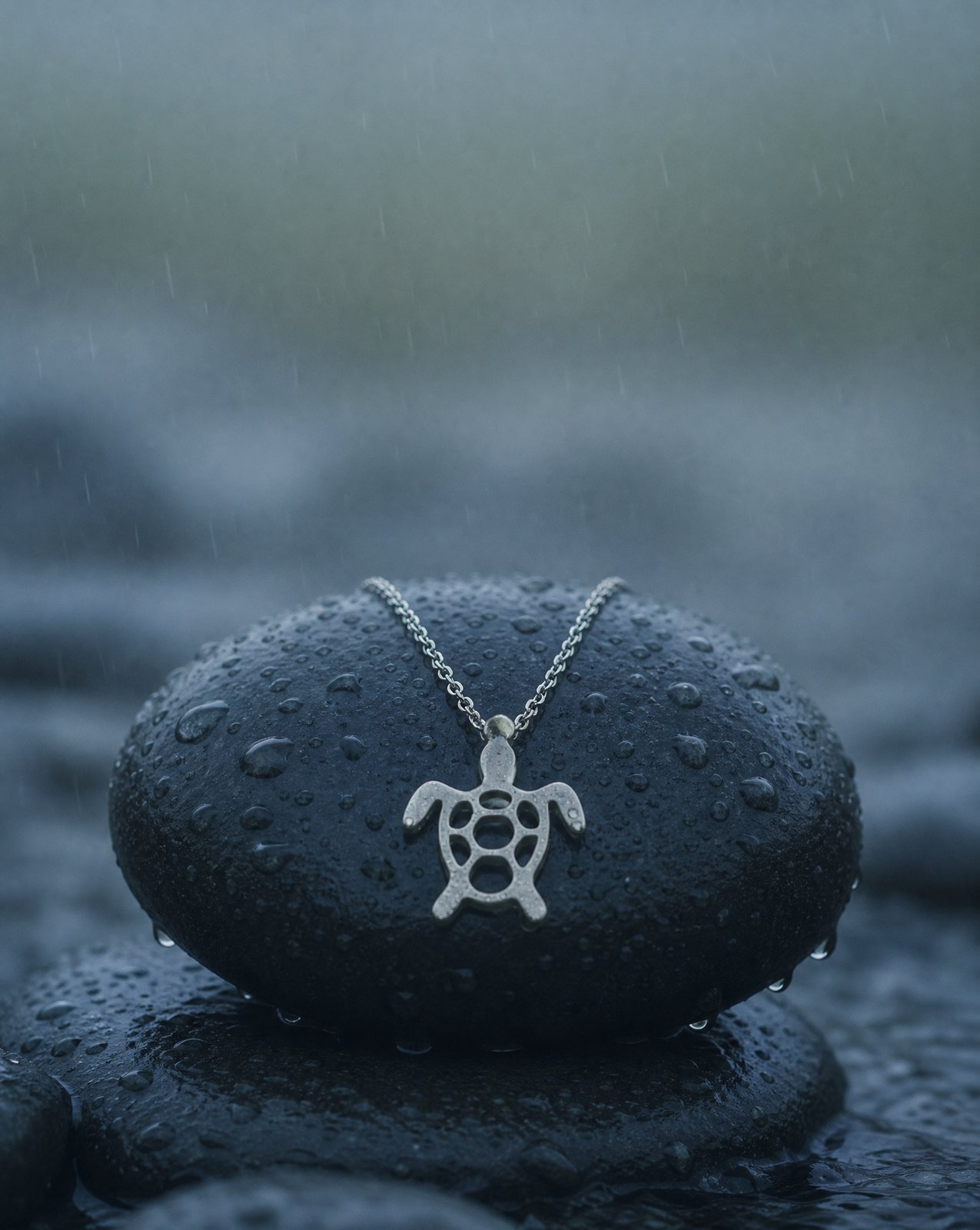 Kette mit Schildkröte Var. C - rostfreier Edelstahl