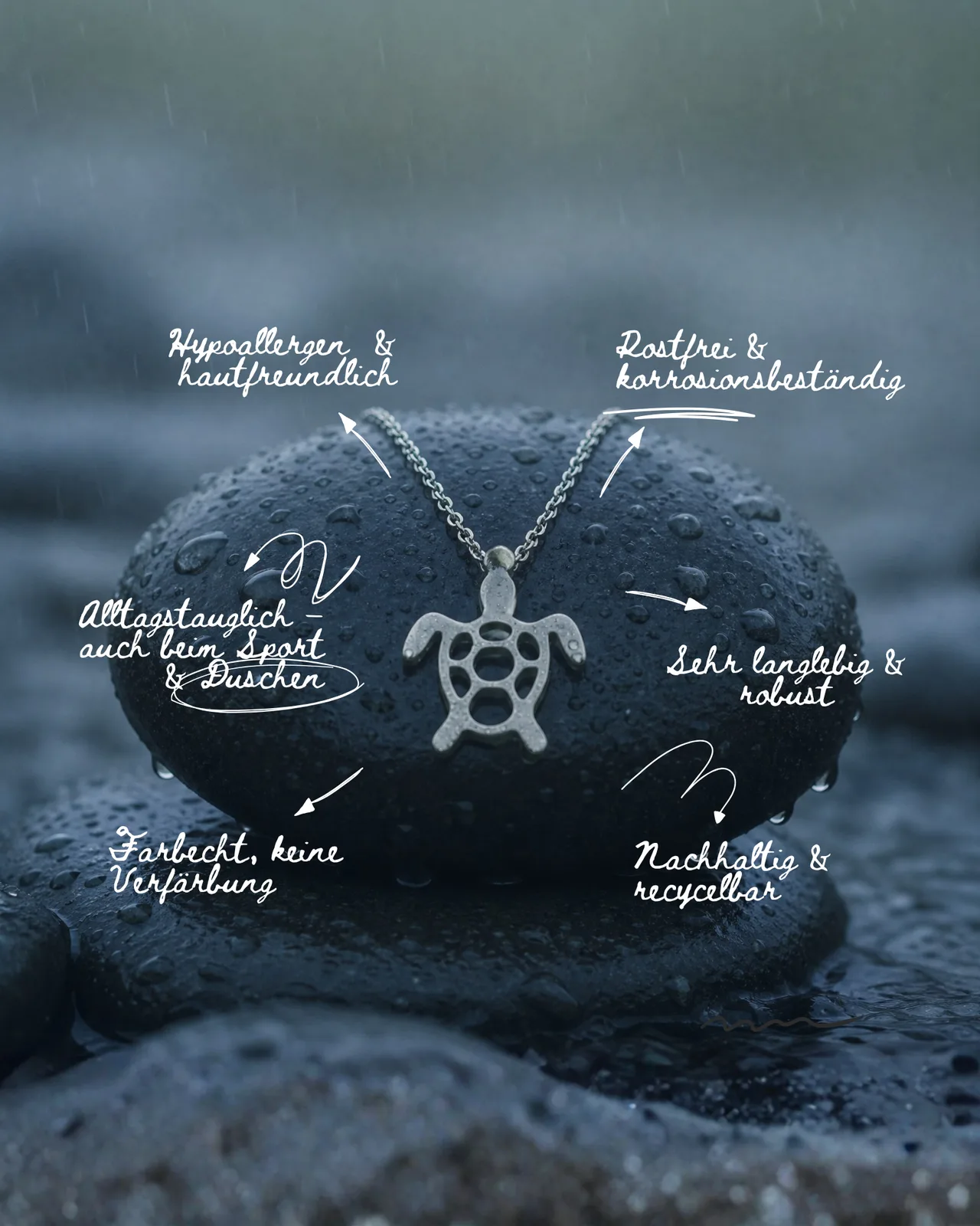 Kette mit Schildkröte Var. C - rostfreier Edelstahl — Bild 2