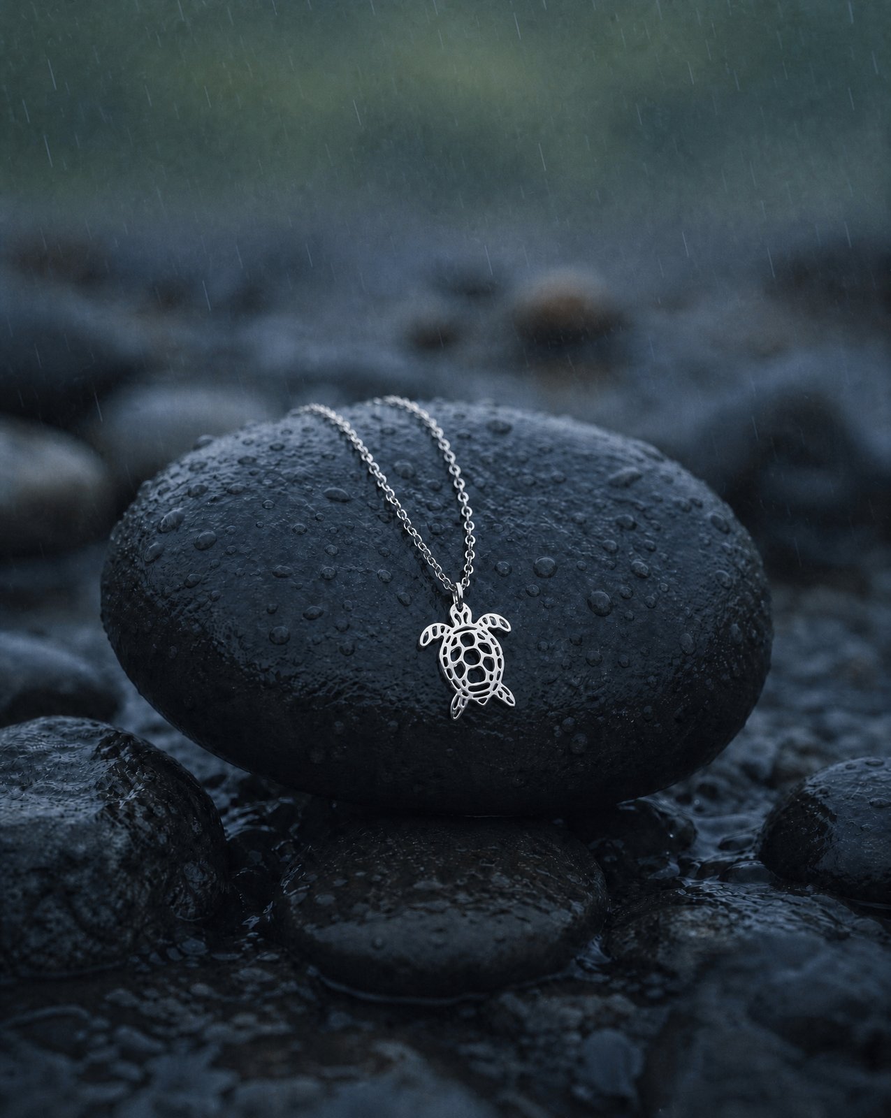 Kette mit Schildkröte Var. B - rostfreier Edelstahl