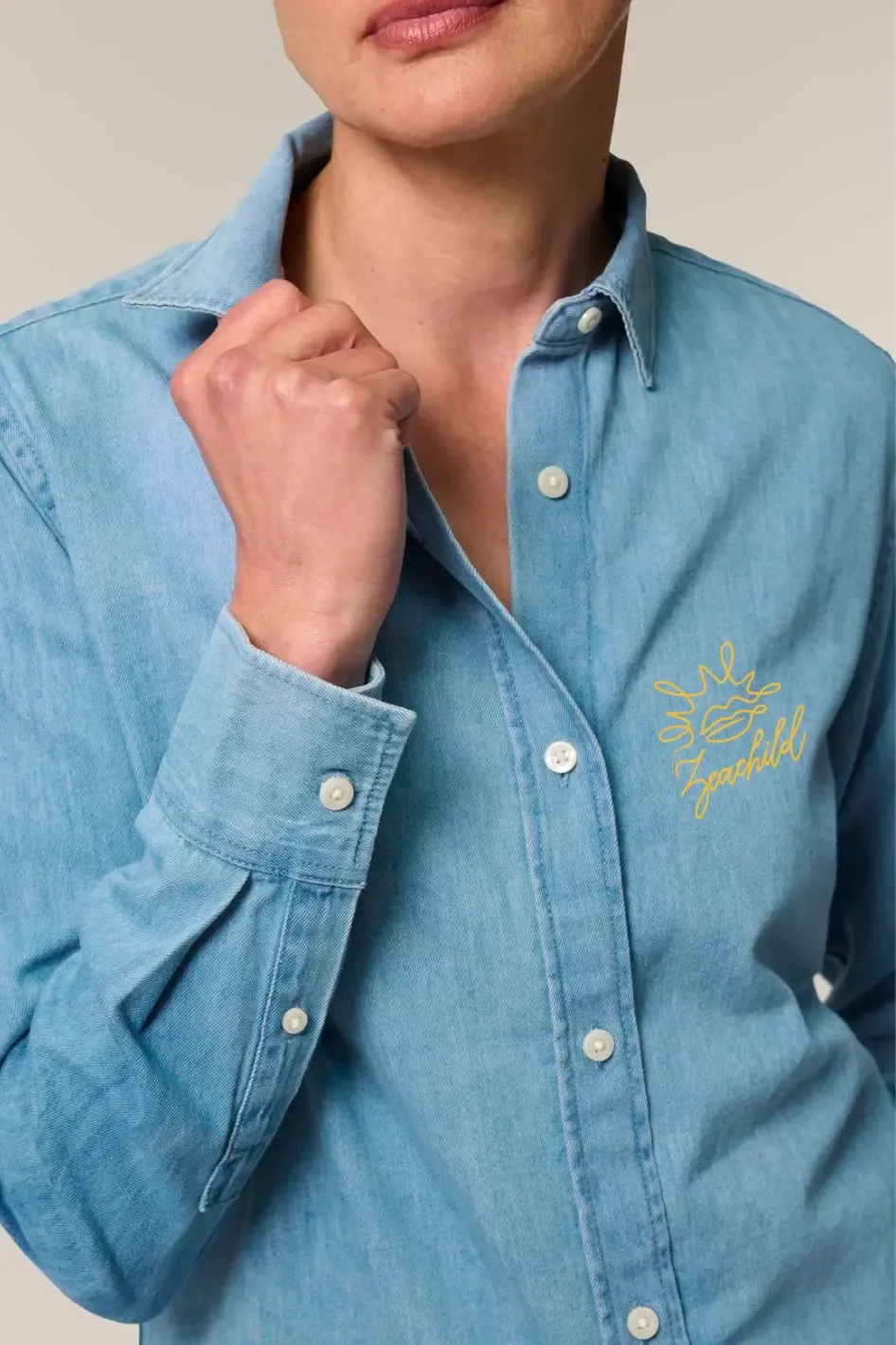 Blissed & Sunkissed Damen Jeanshemd, Ansicht 2