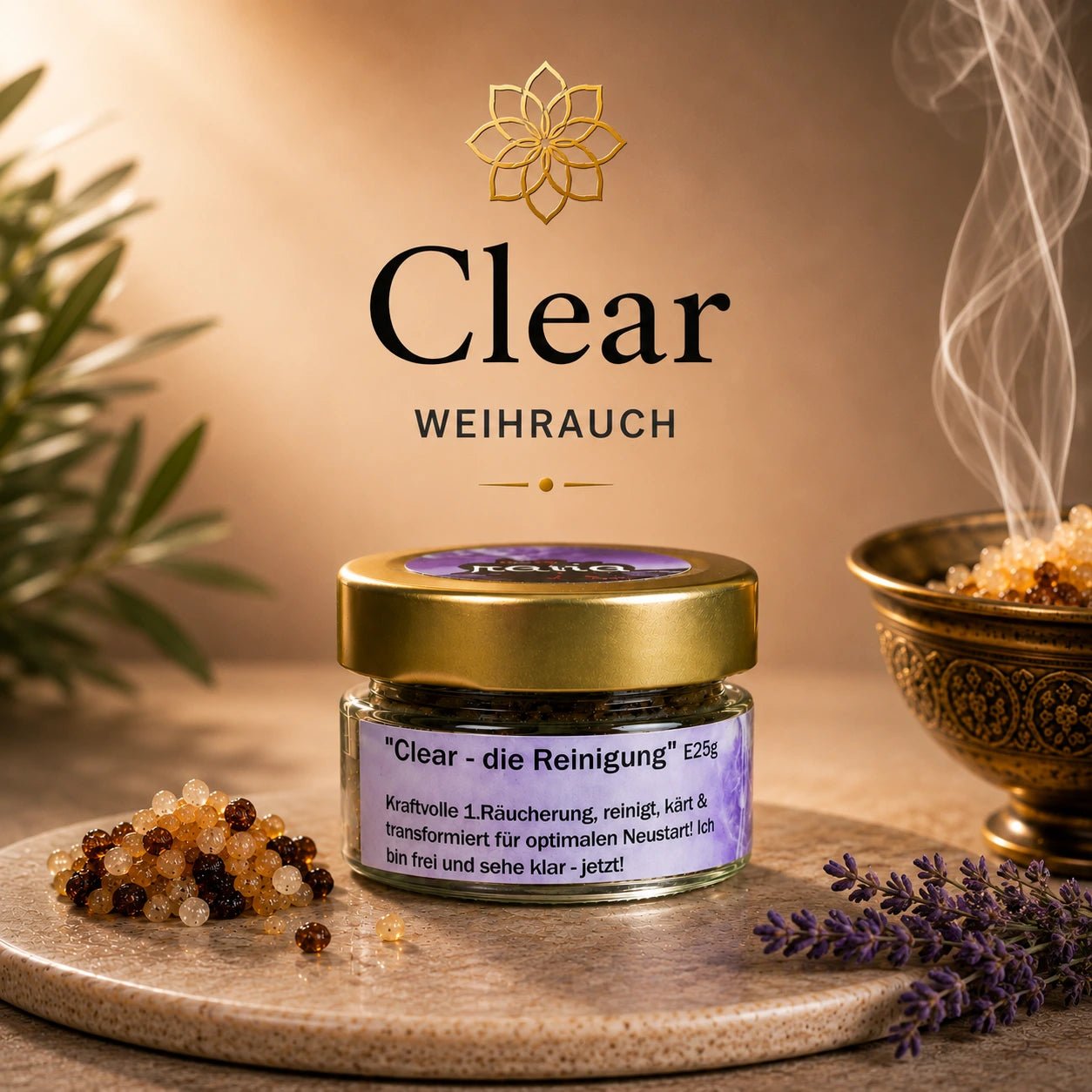 Räuchermischung Clear – klärend, befreiend & transformierend (Glas)