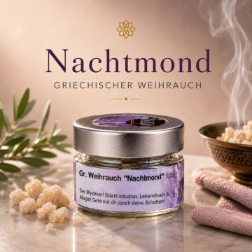 Griechischer Weihrauch Nachtmond – intuitiv, magisch & emotional reinigend (Glas)