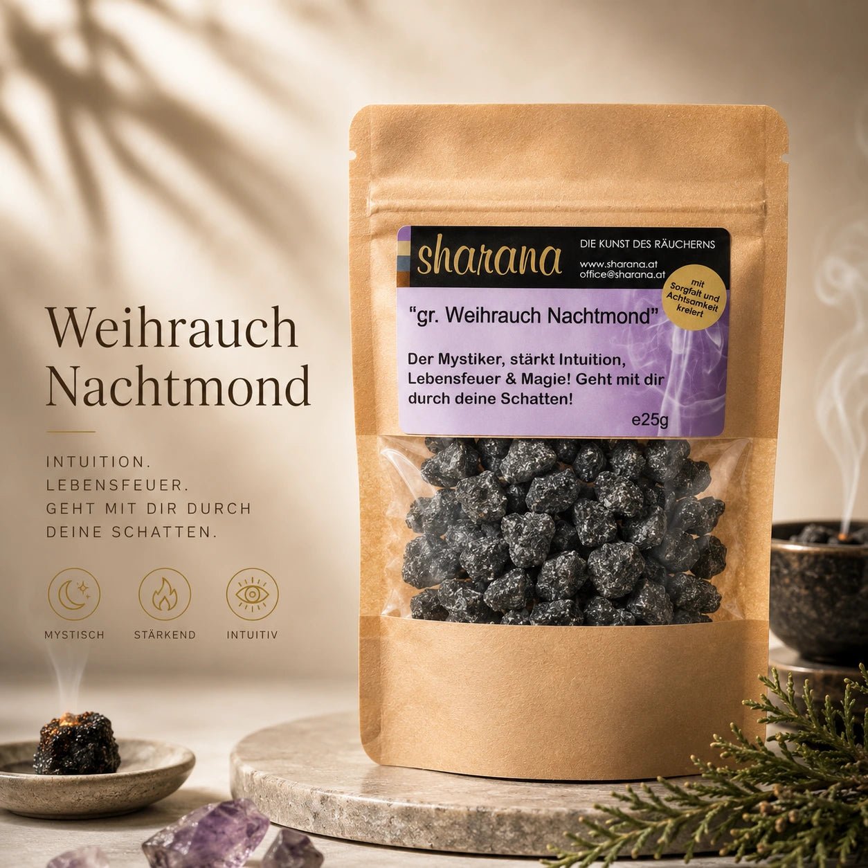 Griechischer Weihrauch Nachtmond – intuitiv, magisch & emotional reinigend (Nachfüllpack)