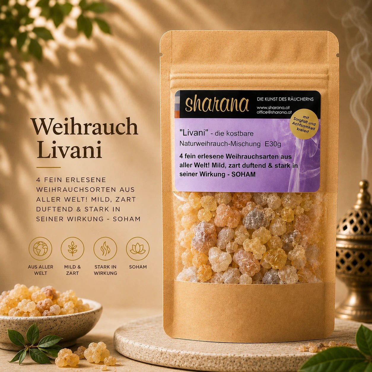 Naturweihrauch Livani – mild, rein & vielseitig verwendbar (Nachfüllpack)