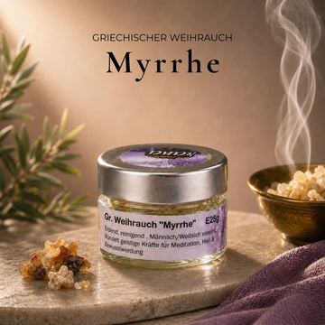Griechischer Weihrauch Myrrhe – erdend, heilend & spirituell kraftvoll (Glas) von ILIOS Grünes Gold
