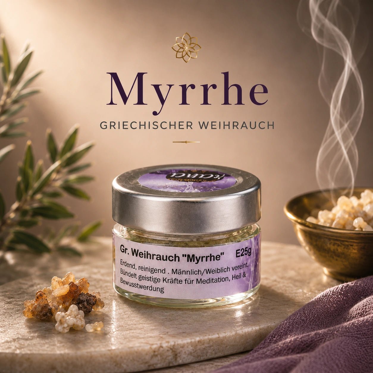 Griechischer Weihrauch Myrrhe – erdend, heilend & spirituell kraftvoll (Glas)
