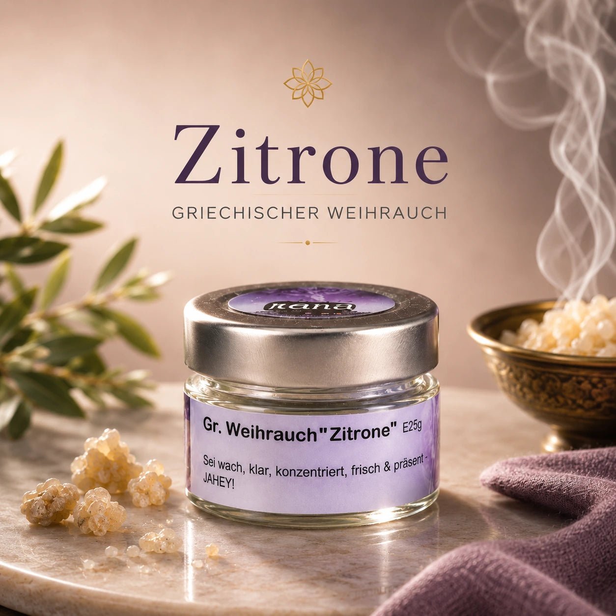 Griechischer Weihrauch Zitrone – frisch, klärend & handgefertigt (Glas)