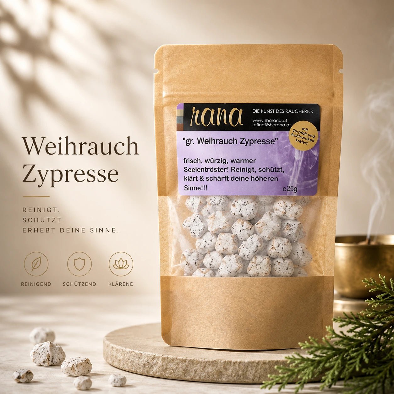Griechischer Weihrauch Zypresse – klärend, schützend & handgefertigt (Nachfüllpack)