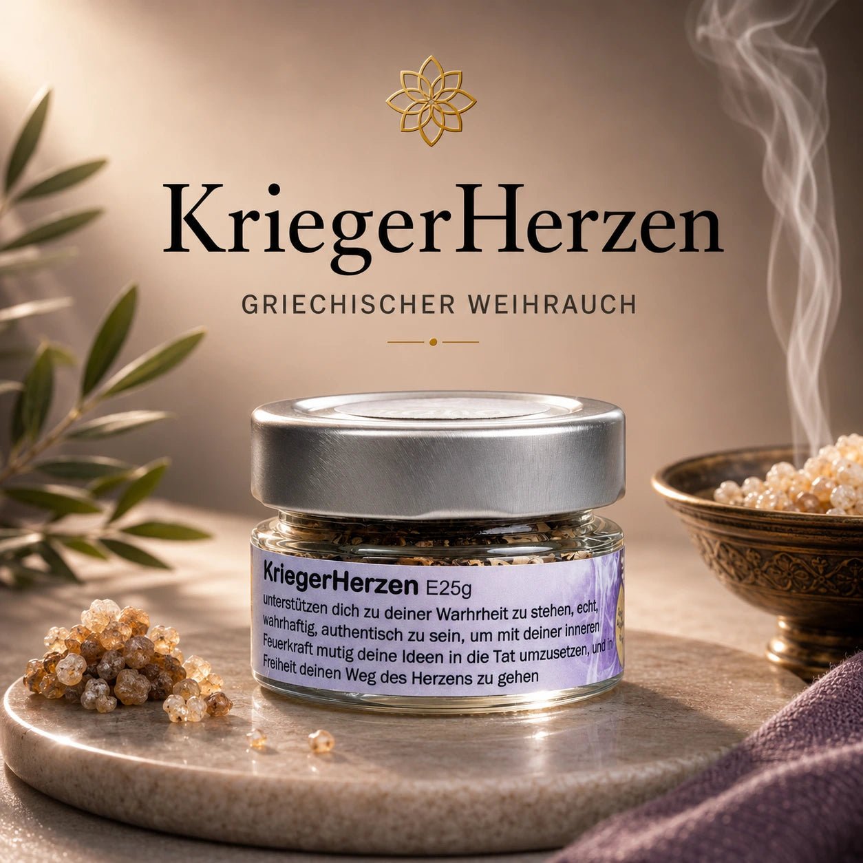Räuchermischung Kriegerherzen – mutig, wahrhaftig & herzensstark (Glas)