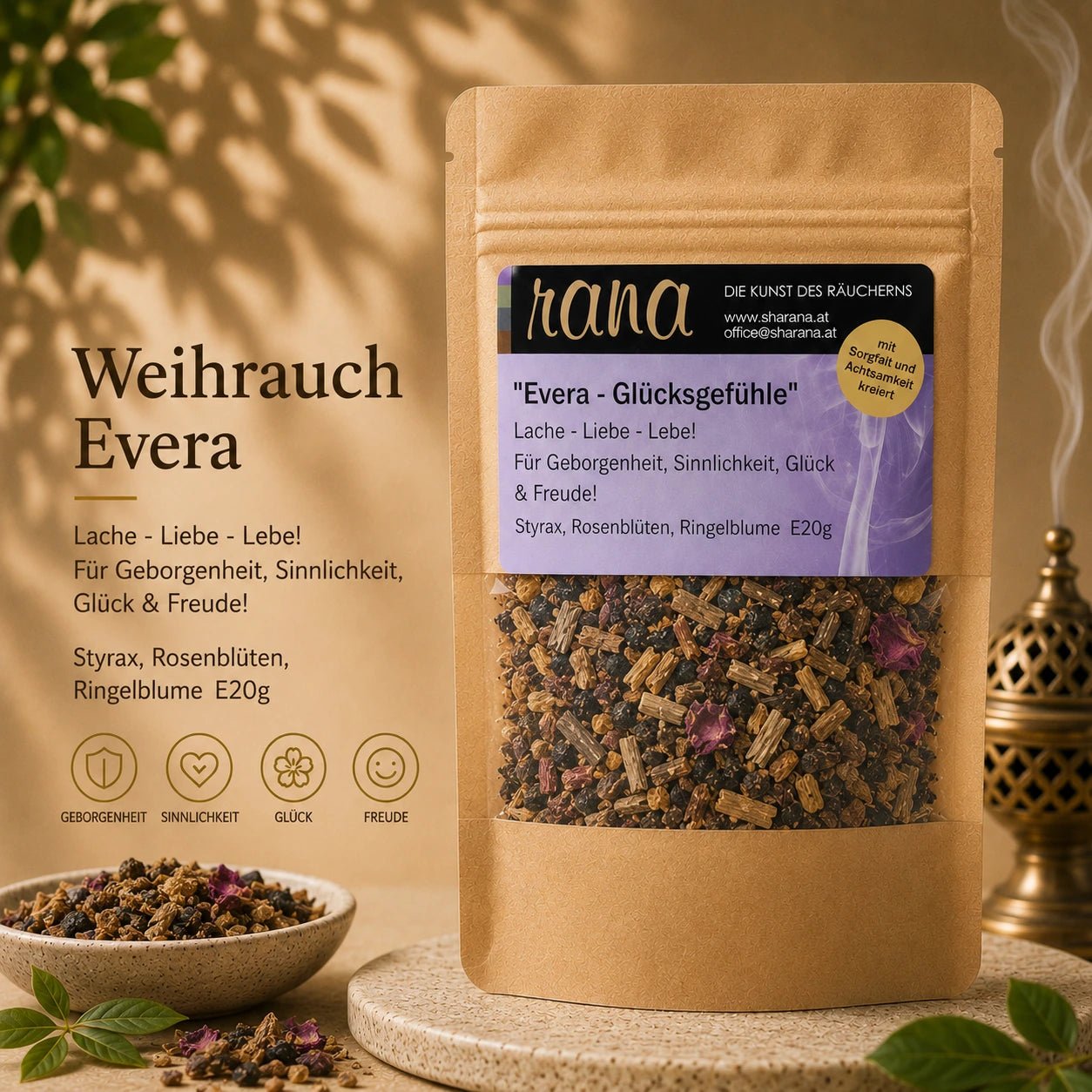 Räuchermischung Evera – lebensfroh, sinnlich & herzerwärmend (Nachfüllpack)