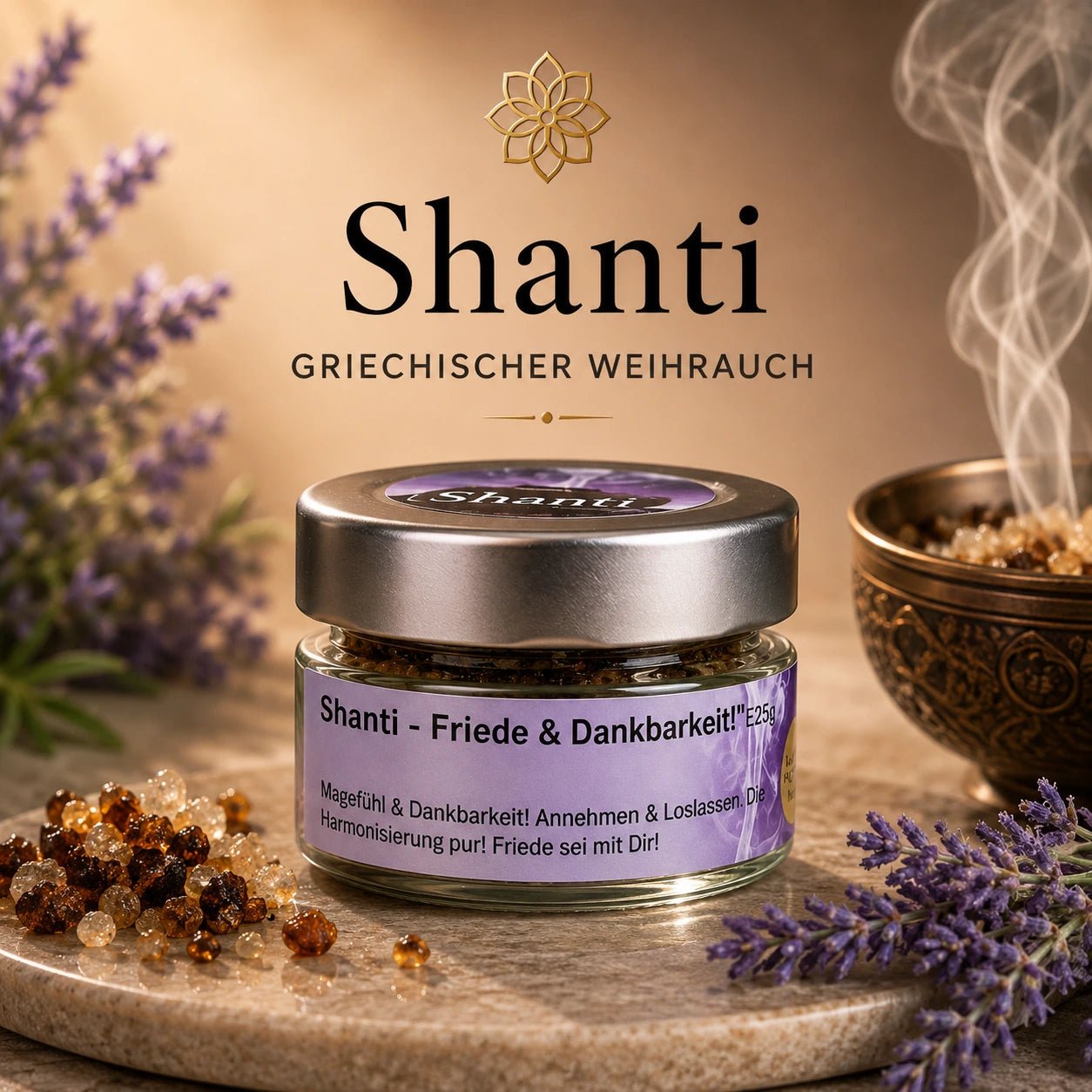 Räuchermischung OM Shanti – friedvoll, harmonisierend & herzöffnend (Glas)