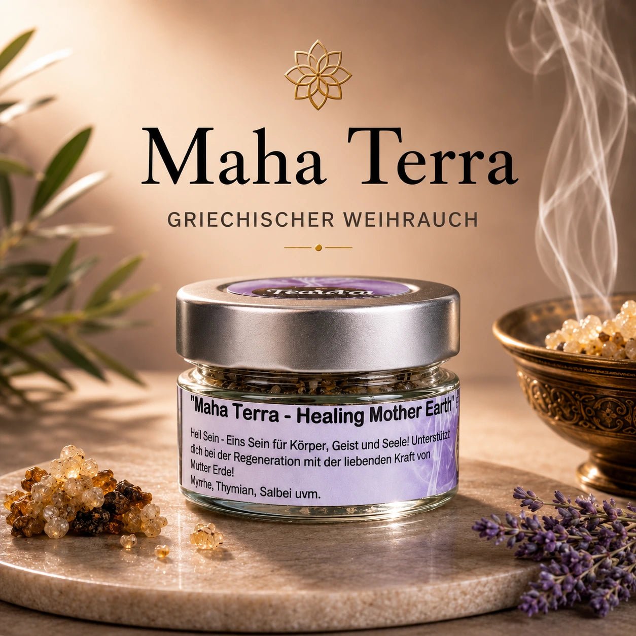 Räuchermischung Maha Terra – erdend, heilend & regenerierend (Glas)
