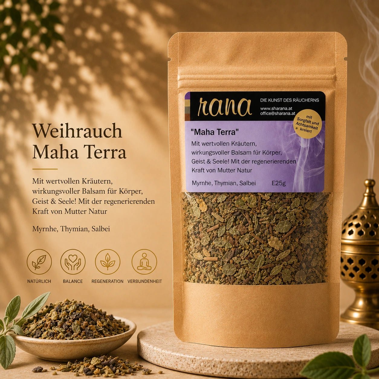 Räuchermischung Maha Terra – erdend, heilend & regenerierend (Nachfüllpack)