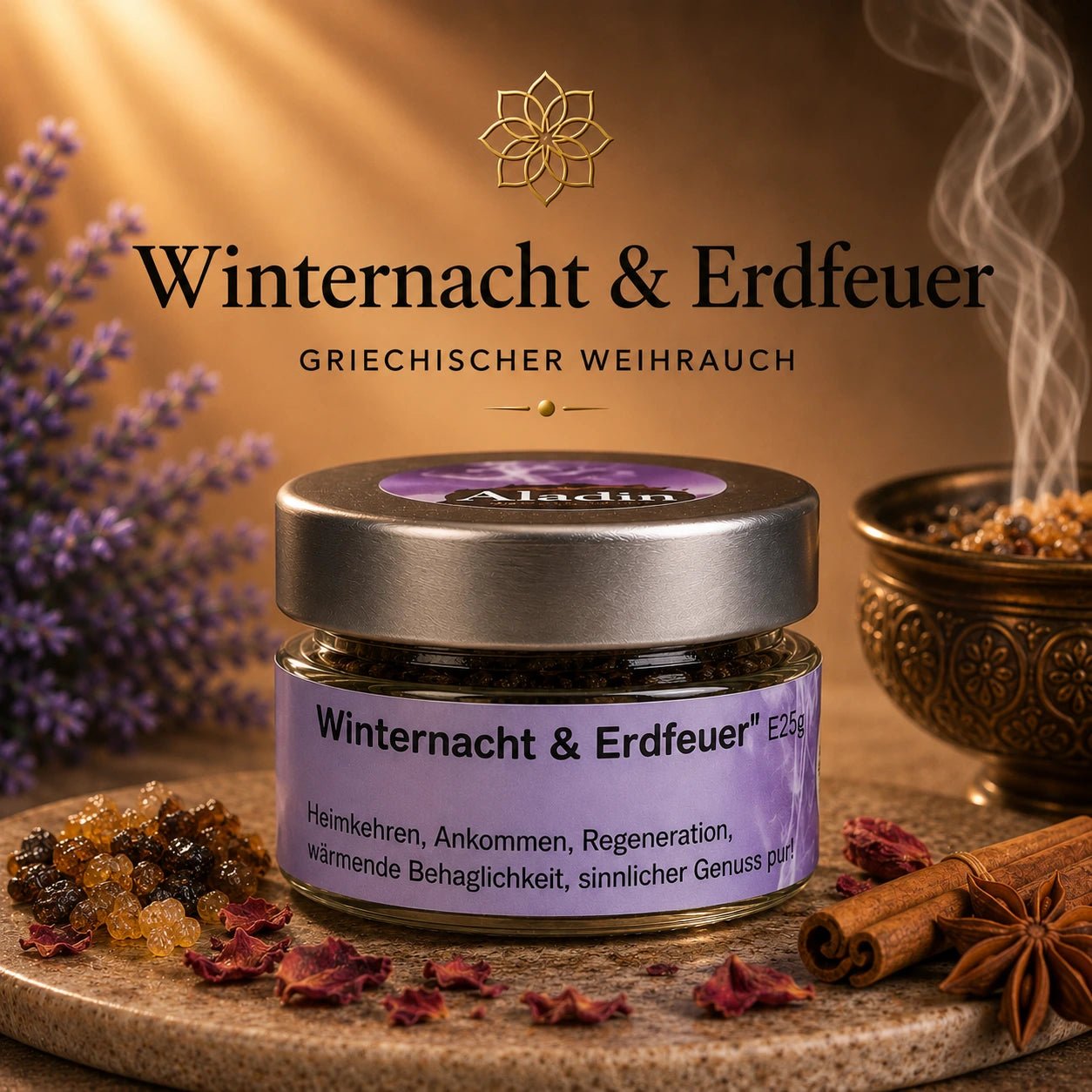 Räuchermischung Winternacht & Erdfeuer – warm, sinnlich & heimelig (Glas)