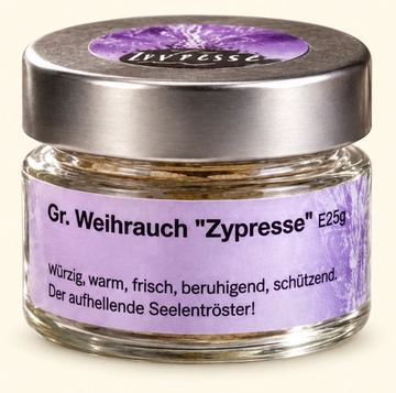 Griechischer Weihrauch Zypresse Glas - frisch, klärend, handgefertigt (Glas) von ILIOS Grünes Gold