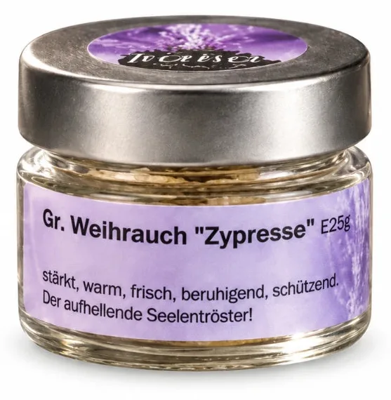 Griechischer Weihrauch Zypresse Glas - frisch, klärend, handgefertigt (Glas), Ansicht 2