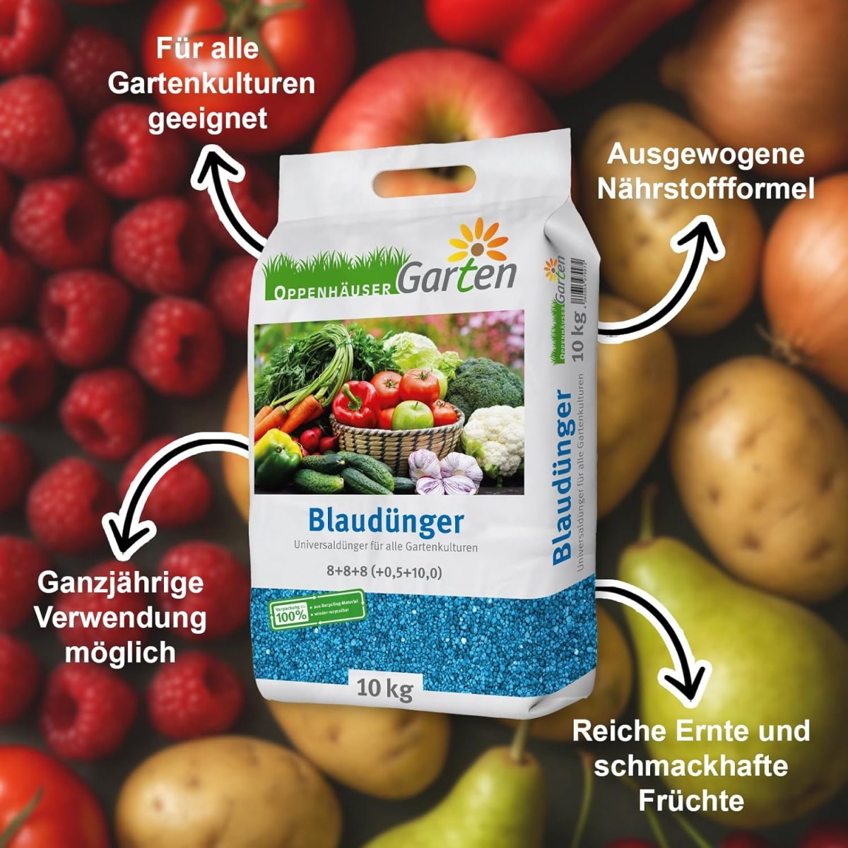 Blaudünger 30kg bis 450m² - Dünger für Obst, Gemüse und robuste Pflanzen, optimale Nährstoffversorgung, langanhaltende Wirkung — Bild 4