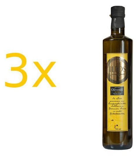 ILIOS Extra natives Olivenöl Dreier Paket (3 Flaschen à 750ml)