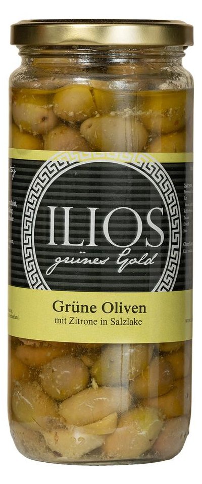 Grüne Oliven mit Zitrone