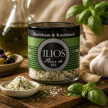 Fleur de Sel Basilikum & Knoblauch fein von ILIOS Grünes Gold