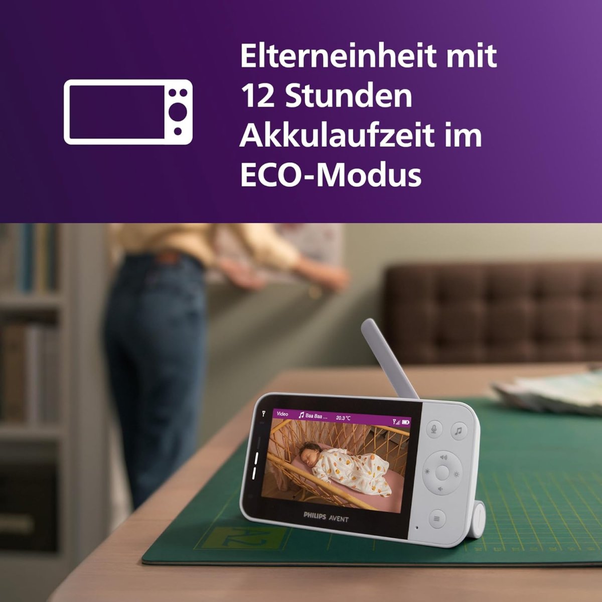 Philips AVENT Connected Babyphone mit Kamera und WLAN, hochwertiger HD-Kamera, Infrarot-Nachtsichtfunktion, Schrei-Erkennung, Gegensprechfunktion, DEKRA Zertifiziert privat und sicher, SCD951/26 — Bild 4