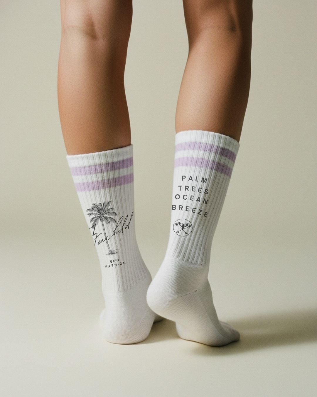 Palm Breeze - Sportsocken gestreift in flieder - weiß