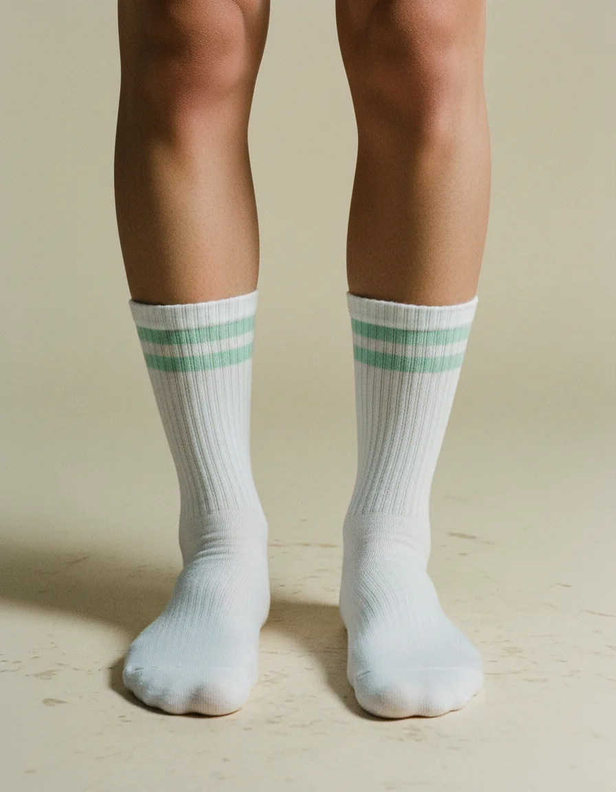 Low Tides Good Vibes - Sportsocken gestreift in mintgrün - weiß, Ansicht 3