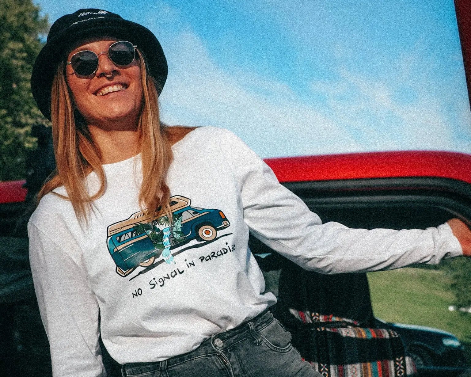 Vanlife - no signal Longsleeve Unisex Biobaumwolle