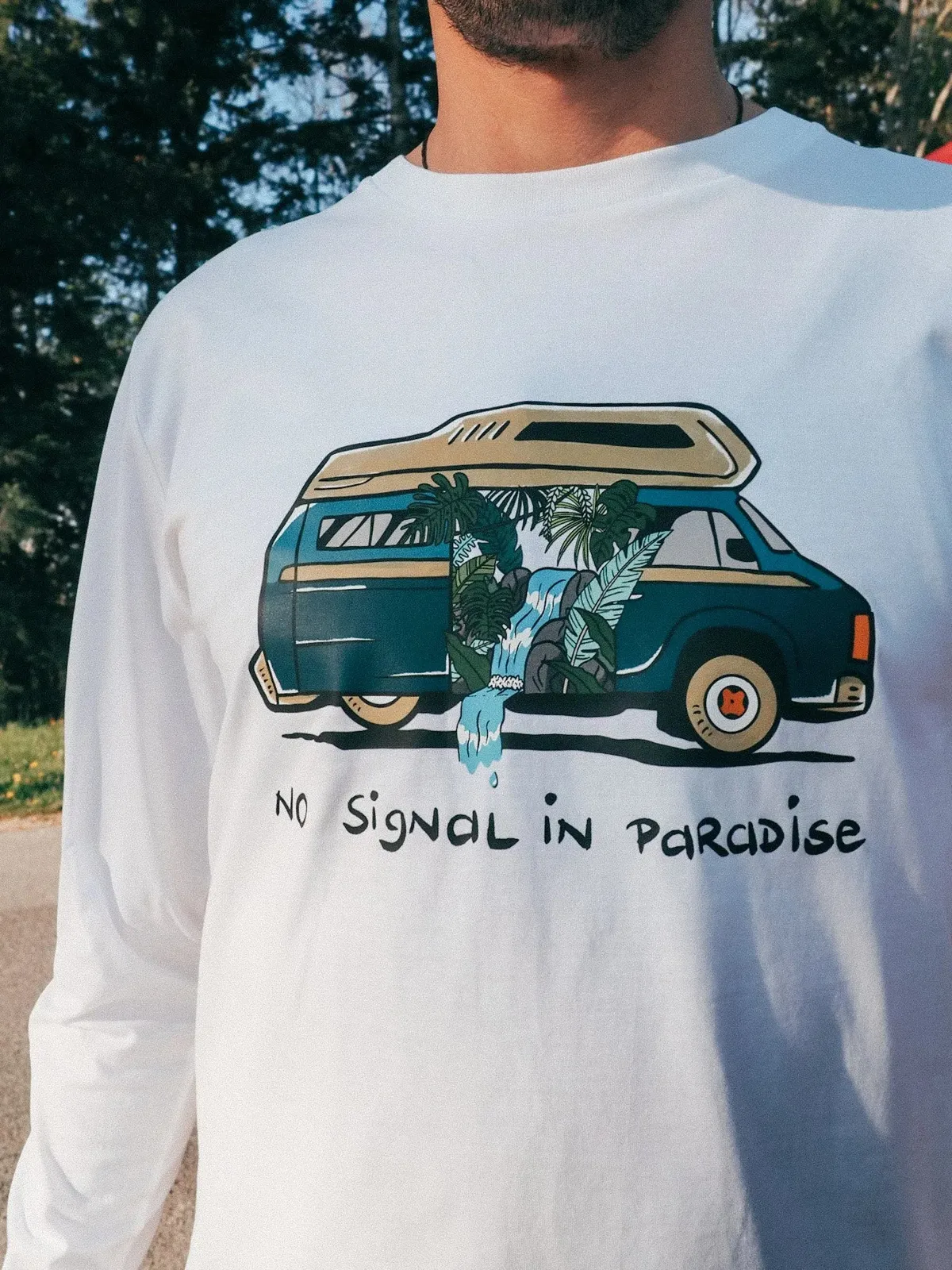 Vanlife - no signal Longsleeve Unisex Biobaumwolle, Ansicht 2