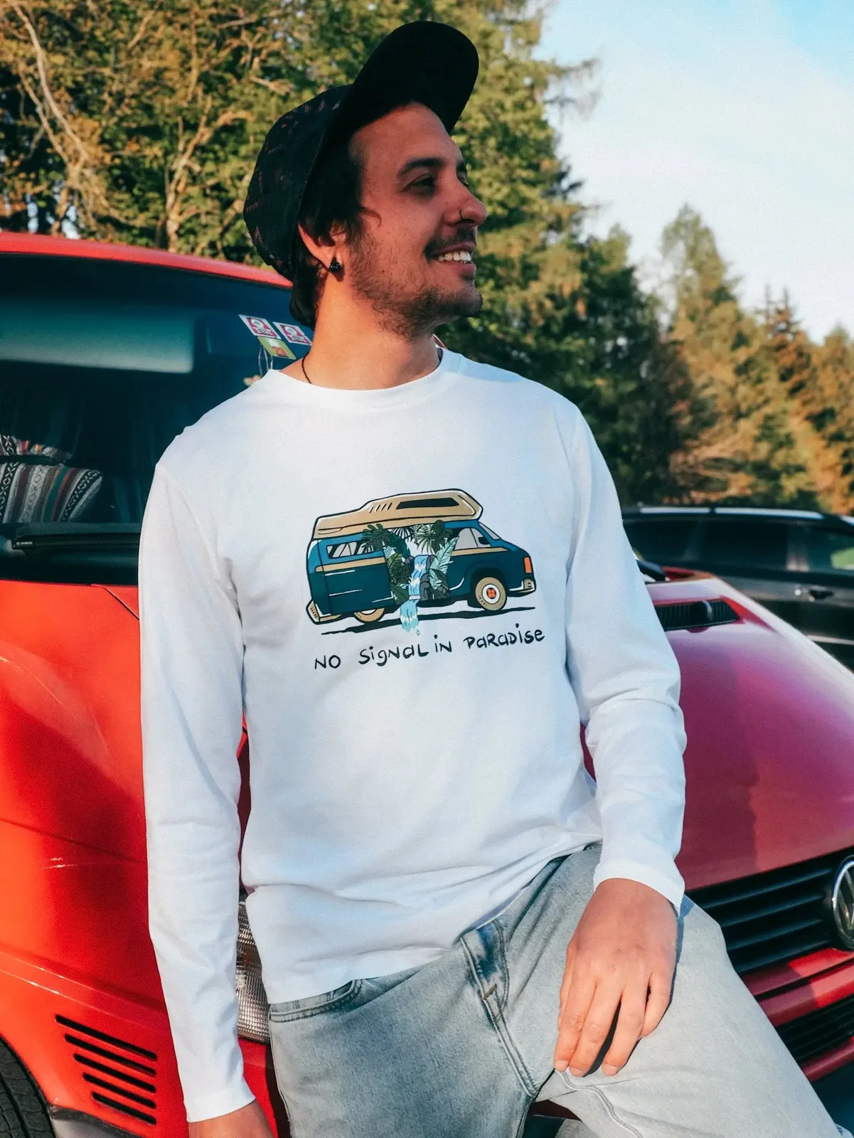 Vanlife - no signal Longsleeve Unisex Biobaumwolle, Ansicht 3