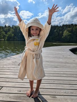 Bademantel - Bambou Twin Velour mit Kapuze KIDS - KISS
