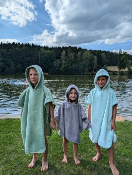 Kinder Poncho mit Kapuze - Bambou Twin Velour