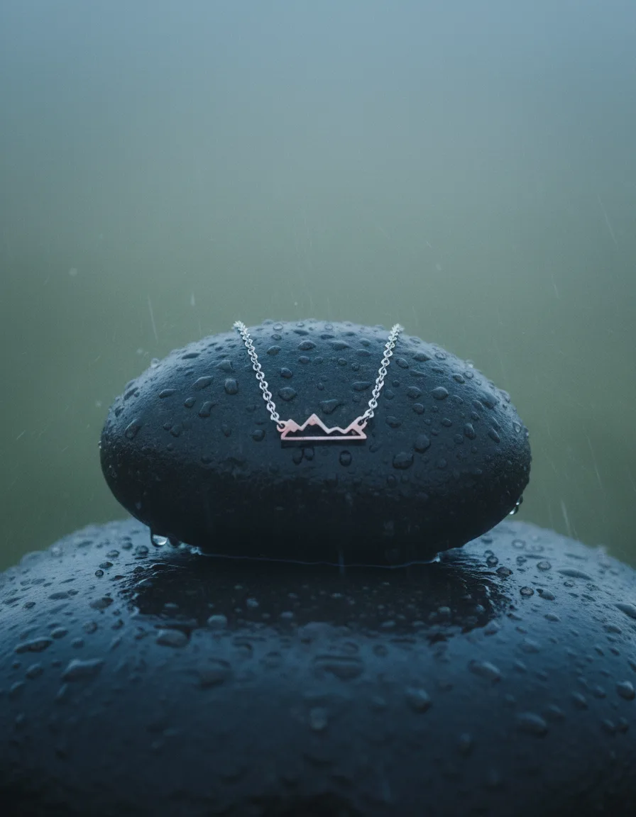 Kette mit Bergmotiv - rostfreier Edelstahl, Ansicht 4