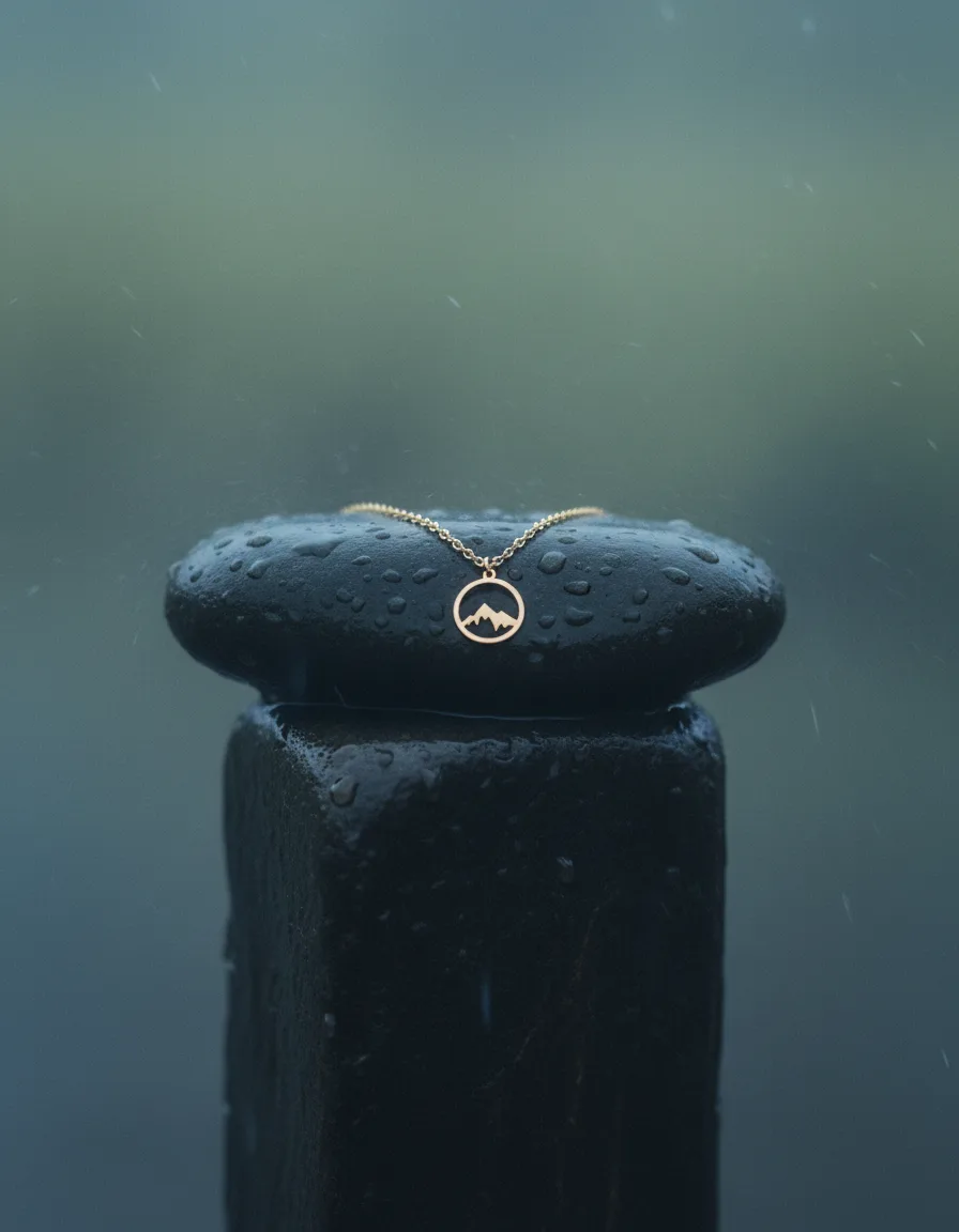 Kette mit Bergmotiv Rund - rostfreier Edelstahl, Ansicht 5