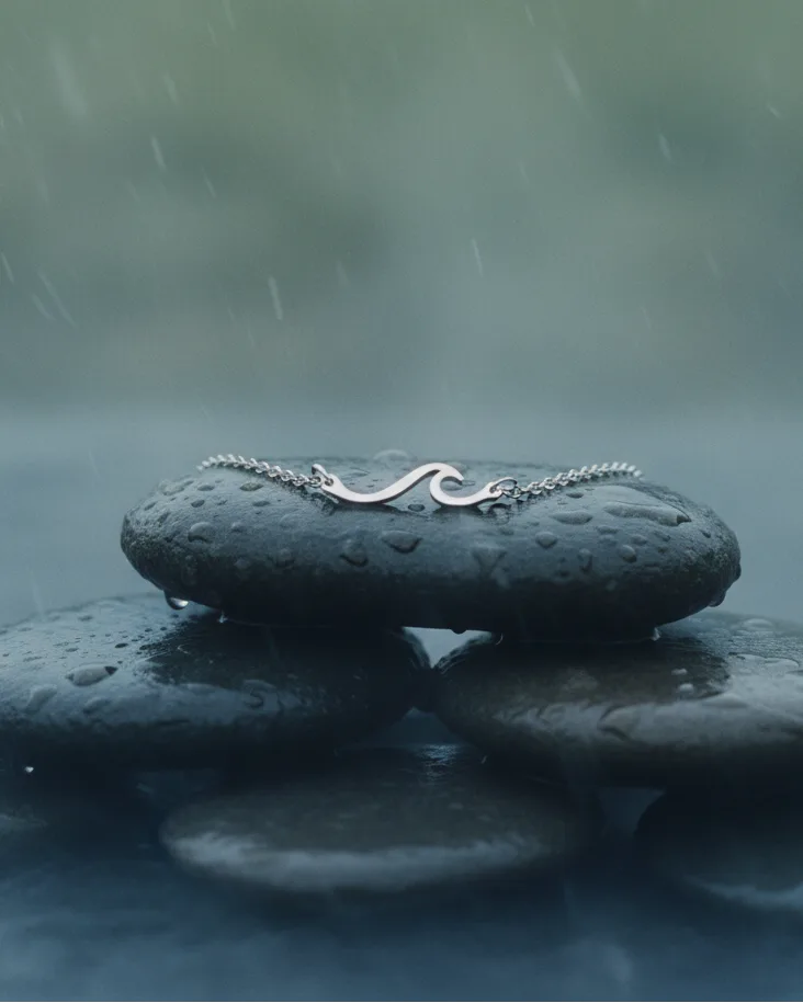 Kette mit Wellenmotiv - rostfreier Edelstahl, Ansicht 4